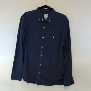 Men's Navy Blue Oxford Button-Down Shirt, 100% Cotton